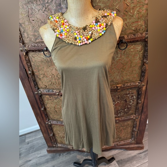 Alice + Olivia Dresses & Skirts - Beaded Alice Olivia Olive‎ Green Sleeveless Dress S/P